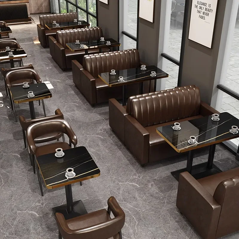 Commercial furniture bar sofa bar table and chair simple style coffee shop Western food milk tea shop casual retro booth soft ba