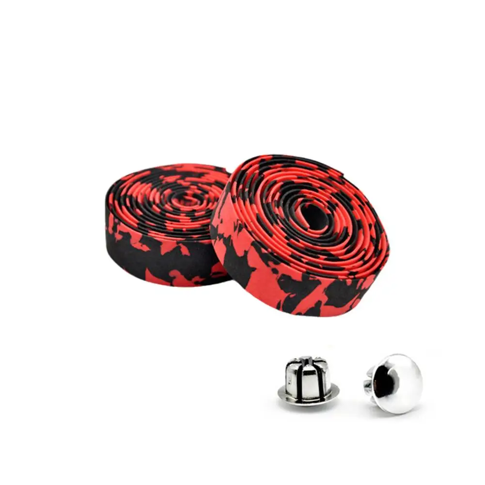 1 Pair Bicycle Handlebar Tape Damping Anti-slip Wraps Bar With Plugs Cycling Tape Fishing Rod Belt Handle End Bar W2l4