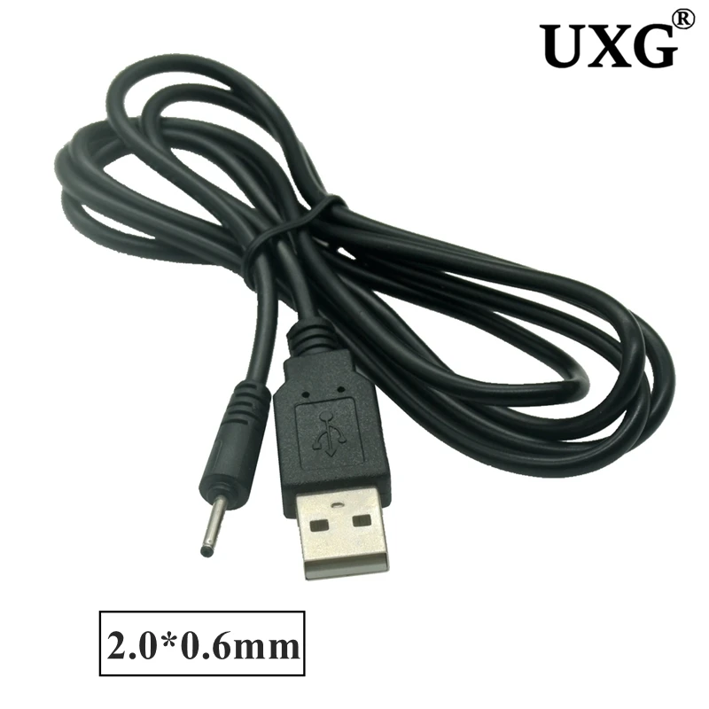 

2A Black DC Power Plug USB A To DC 2.0 Mm X 0.6 Mm 5 Volt DC 2.0x0.6mm Barrel Jack Charging Power Cable Charge Adapter Cables 1m