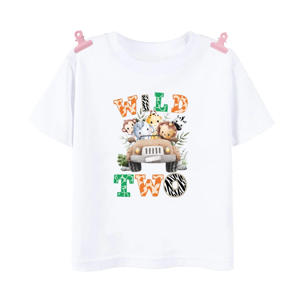Wild One Animal Printed Family Matching Shirt Jungle Party Dad Mom Sis Bro Kids Look Outfit T-shirt Birthday Family Clothes Tops 5