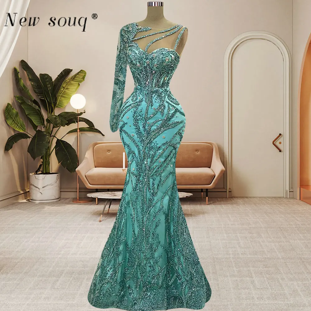 

Шикарные светло-зеленые длинные блестящие вечерние платья-русалки на одно плечо, элегантная свадебная одежда для гостей, официальные наряды в стиле стрейч, наряды