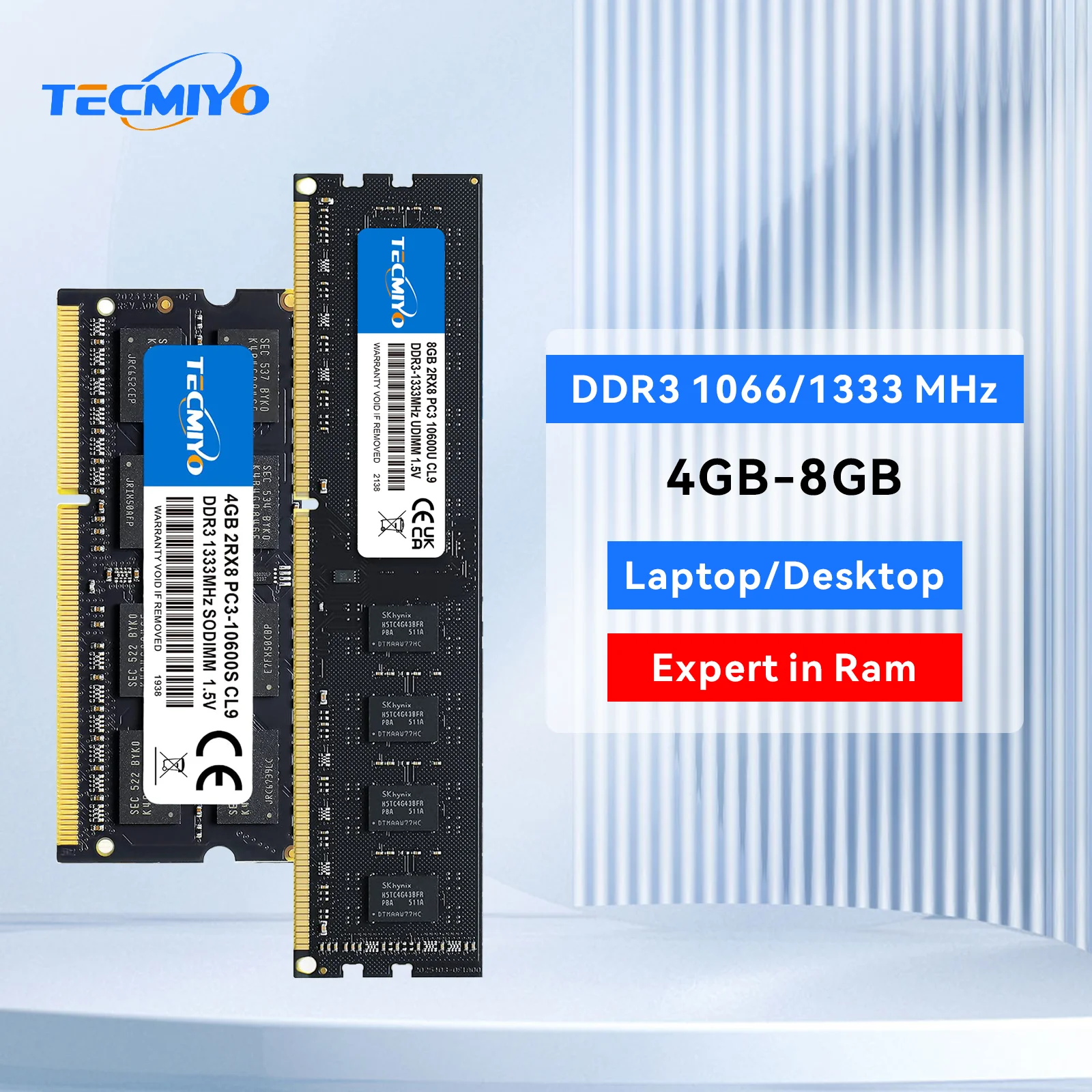 TECMIYO 4GB 8GB DDR3 1333MHz 1066MHz Laptop/Desktop Memory RAM