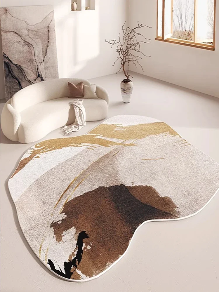 Modern Irregular Living Room Carpet Abstract Marble Texture Carpet Black Gray Gradient Decorative Rug TPR Non-Slip Cloakroom Rug 5