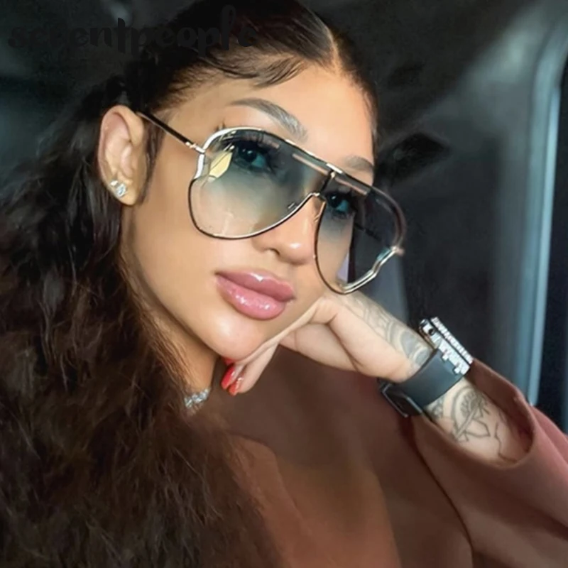 Oversized Square Shield Sunglasses Women Big Frame 2026  display picture 3