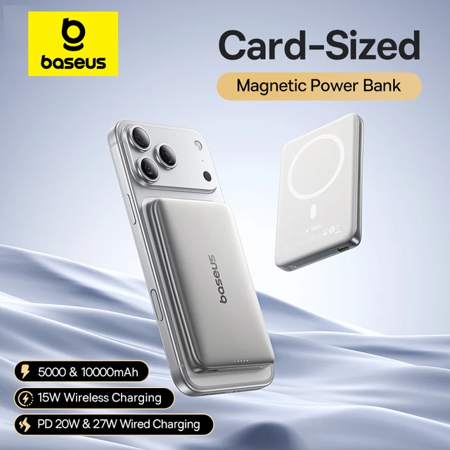 【CCC】Baseus 10000mAh Magnetic Power Bank PD 27W, 5000mAh Magnetic Power Bank PD 20W Card-Sized Powerbank For iPhone 17 Samsung 1