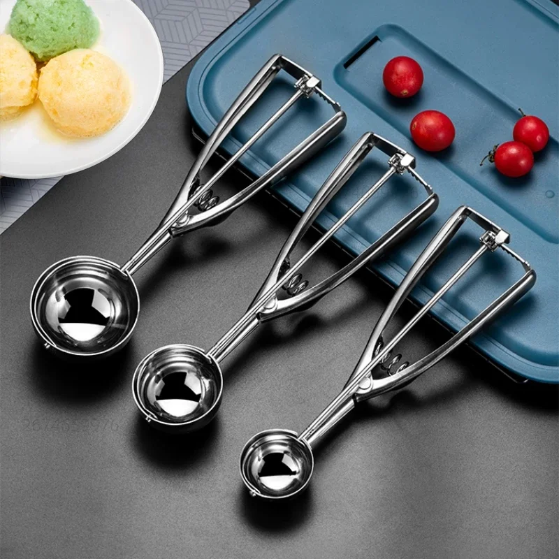 

Handmade Stainless Steel Ice Cream Scoop, Multi-style Ball Digger, Easy Demoulding Ice Cube Mold, Kitchen Accessories, Ice Tray