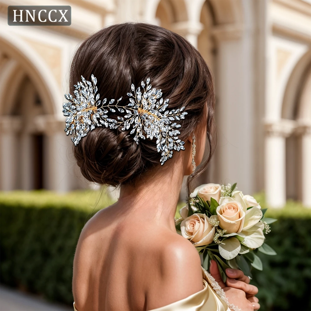 

HNCCX Bridal Hair Comb Alloy Rhinestones Headpiece Shining Hair Accessories Headwear Handmade Headdress For Wedding Party CP392