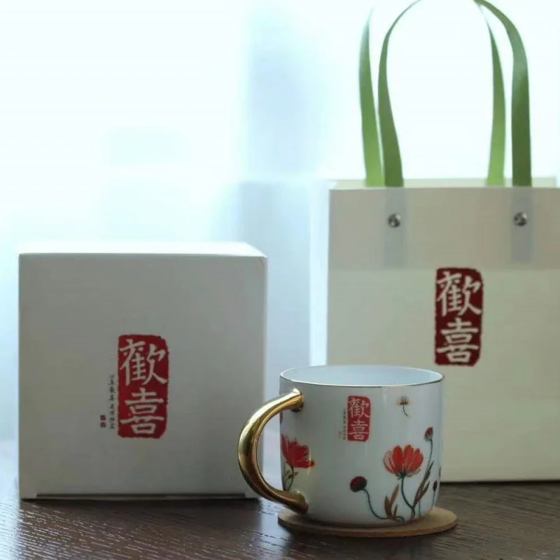 

★Керамическая кружка Цзиндэчжэнь в китайском стиле, креативный счастливый керамический Национальный Модный подарок, Офисная стеклянная Подарочная коробка для воды