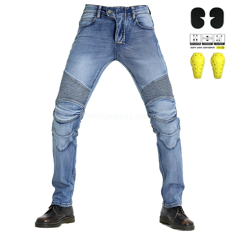 남성 여성 오토바이 청바지 보호 패드가 있는 내마모성 모토크로스 바지 오토바이 바지 컬렉션 클래식 데님