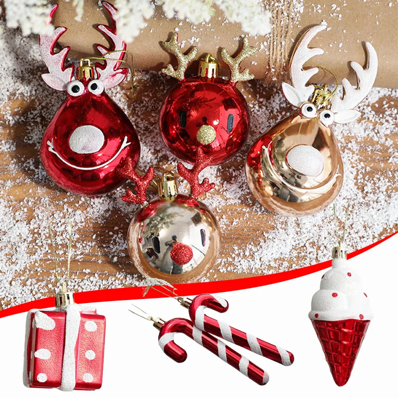 

Christmas Ornaments 2pcs Crutch Santa Snowman Elk Xmas Tree Pendant 2023 Christmas Decoration For Home Noel Gifts Navidad Decor