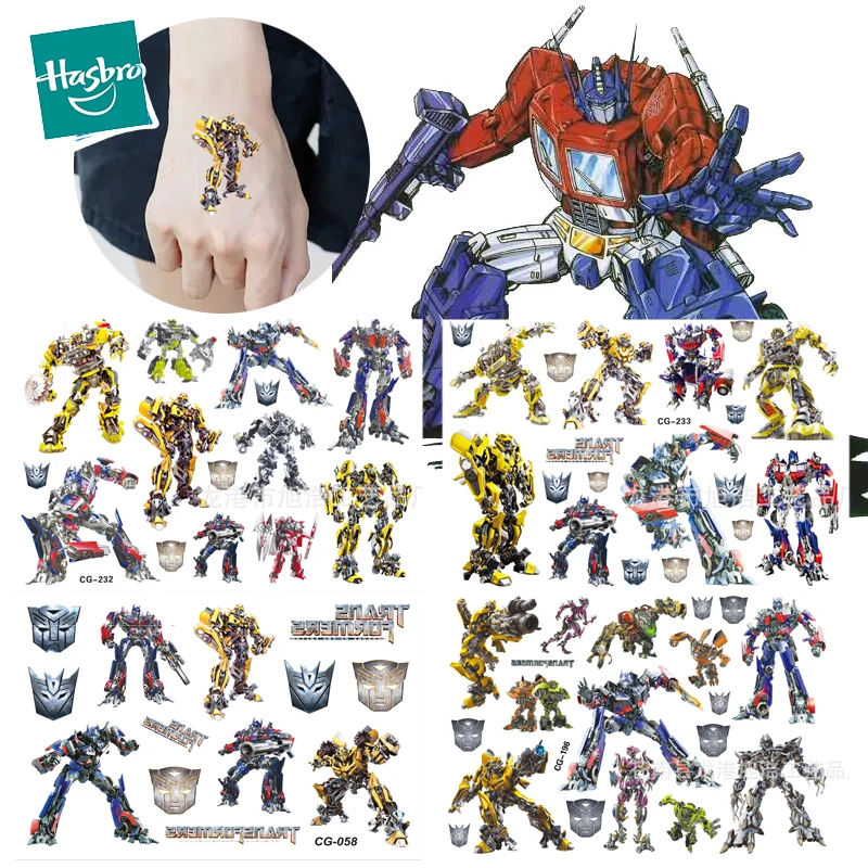 Original Transformers Optimus Prime Bumblebee Temporary Tattoo Stickers DIY Party Decorations Cosplay Anime Accessories Kids Toy marvel spiderman temporary tattoo captain batman anime accessory cosplay waterproof sticker party decor kids toys birthday gift