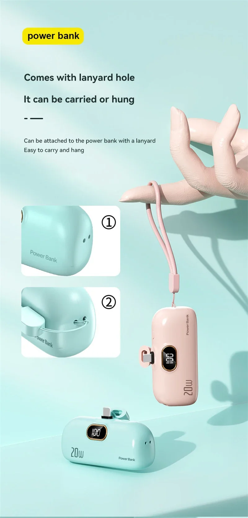 Xiaomi Mijia 30000mAh Mini Portable Power Bank Capsule Mobile Power Supply Emergency External Battery Fast Charger For iPhone 16 6