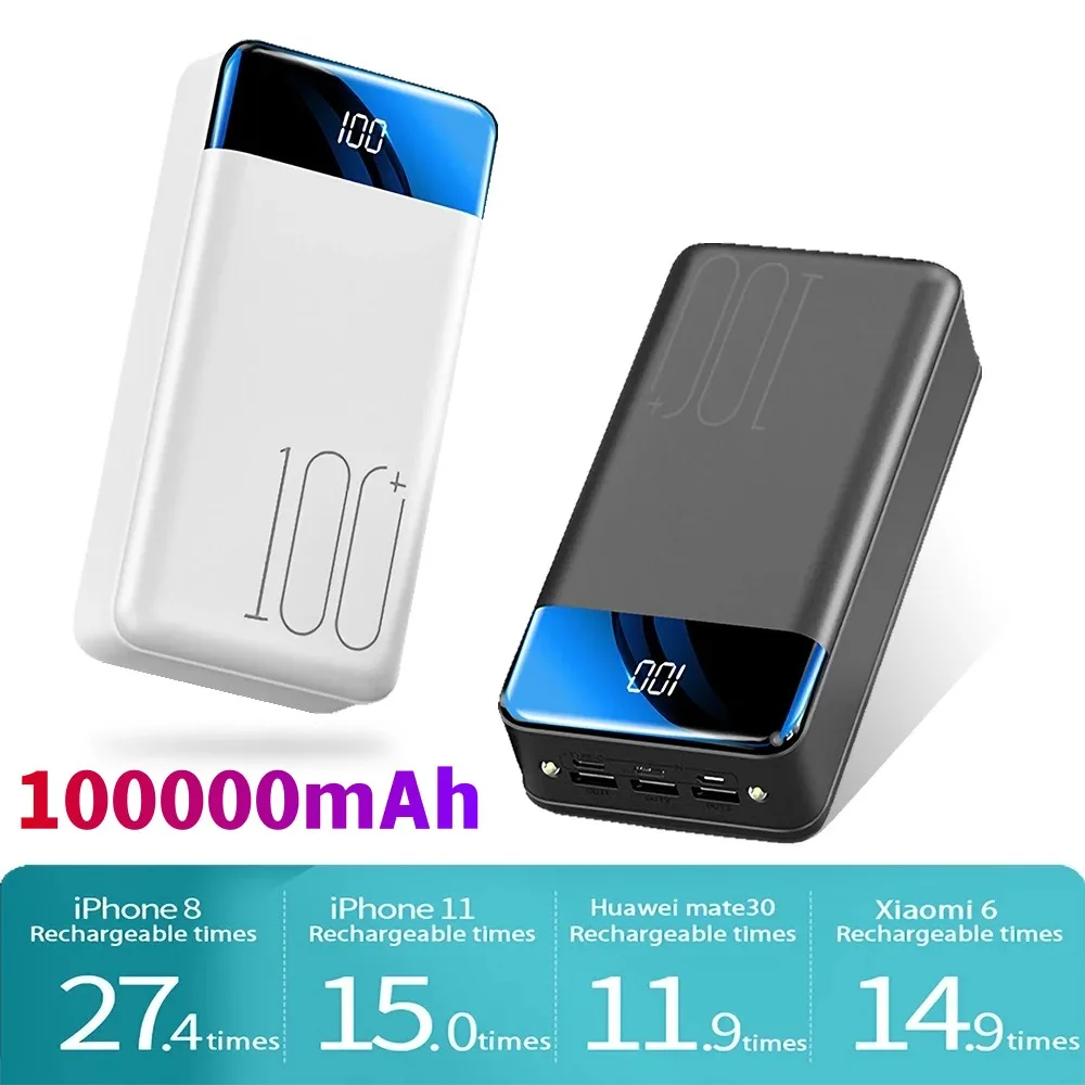 

Новый Улучшенный быстродействующий блок питания мощностью 100000 мАч, мобильный универсальный блок мощности большой емкости, 5 В, скоростной Lade