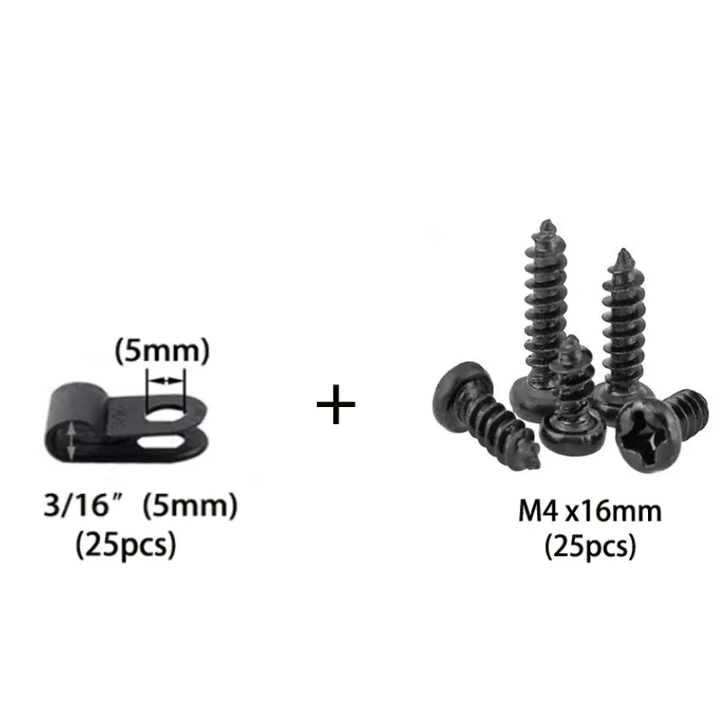 25 attaches de câble en nylon de type R noires, supports de fixation, quincaillerie électrique, gestion des câbles