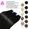 Straight Tape In Human Hair Extensions Natural Hair Extensions 1B 100% Remy Skin Weft Adhesive Glue On For Salon High Quality