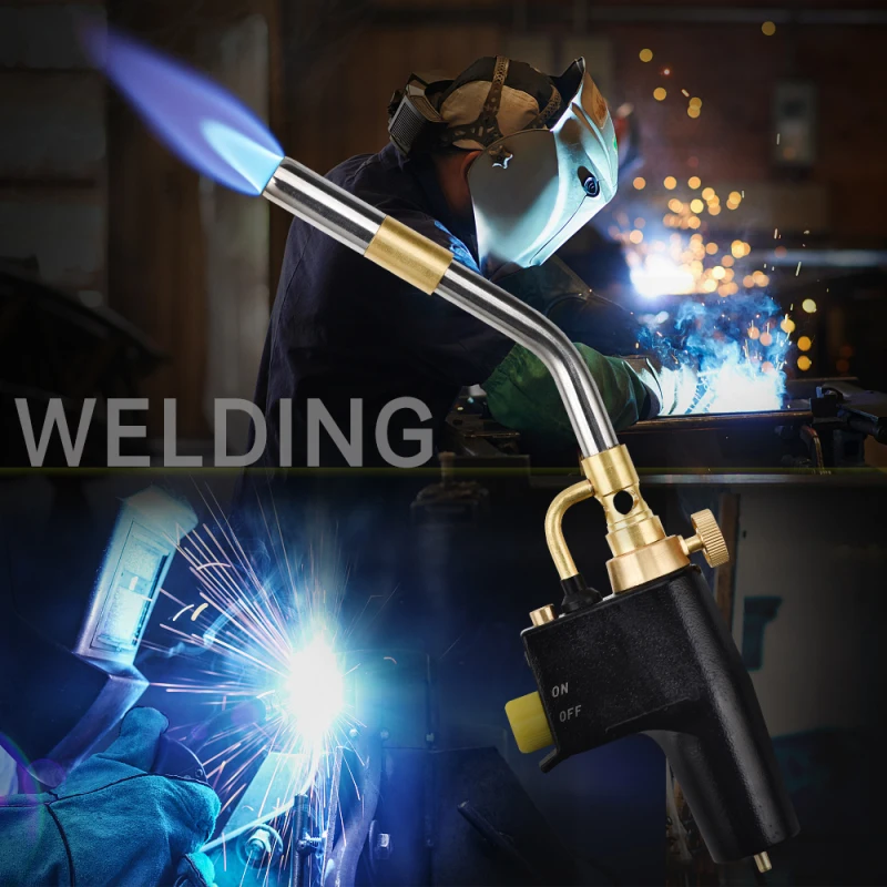 Propane MAPP Torch With 3 Nozzles Brazing Welding Gas Trigger-Start Torch Swirl Flame Tip For Soldering And Brazing Applications gas torch welding torch