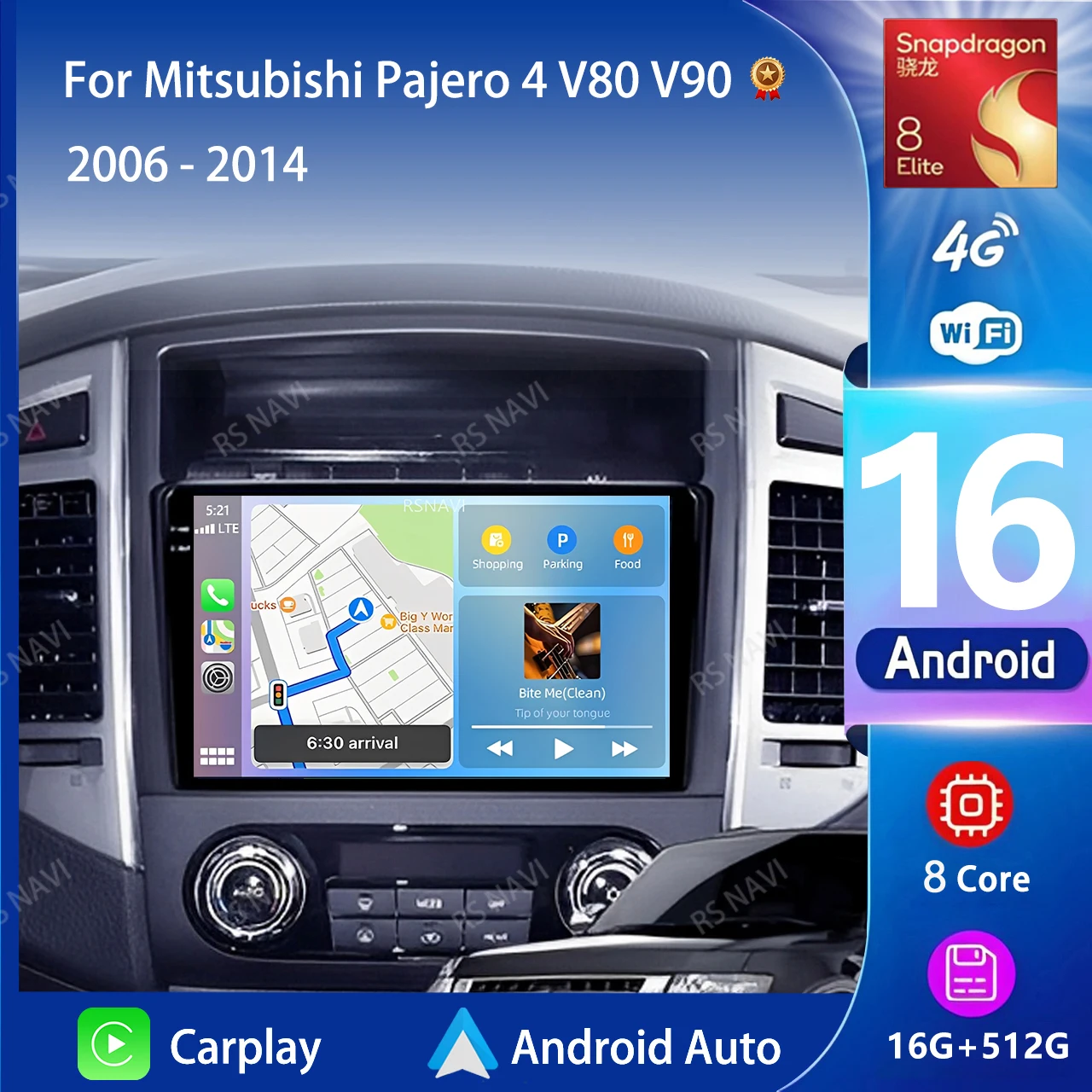 Radio Android 16 para Mitsubishi Pajero 4 V80 V90 2006 - 2014, Reproductor Multimedia de Video 2K QLED, Estéreo con Control por Voz, CarPlay, 4G 1