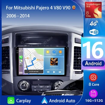 Radio Android 16 para Mitsubishi Pajero 4 V80 V90 2006 - 2014, Reproductor Multimedia de Video 2K QLED, Estéreo con Control por Voz, CarPlay, 4G 1