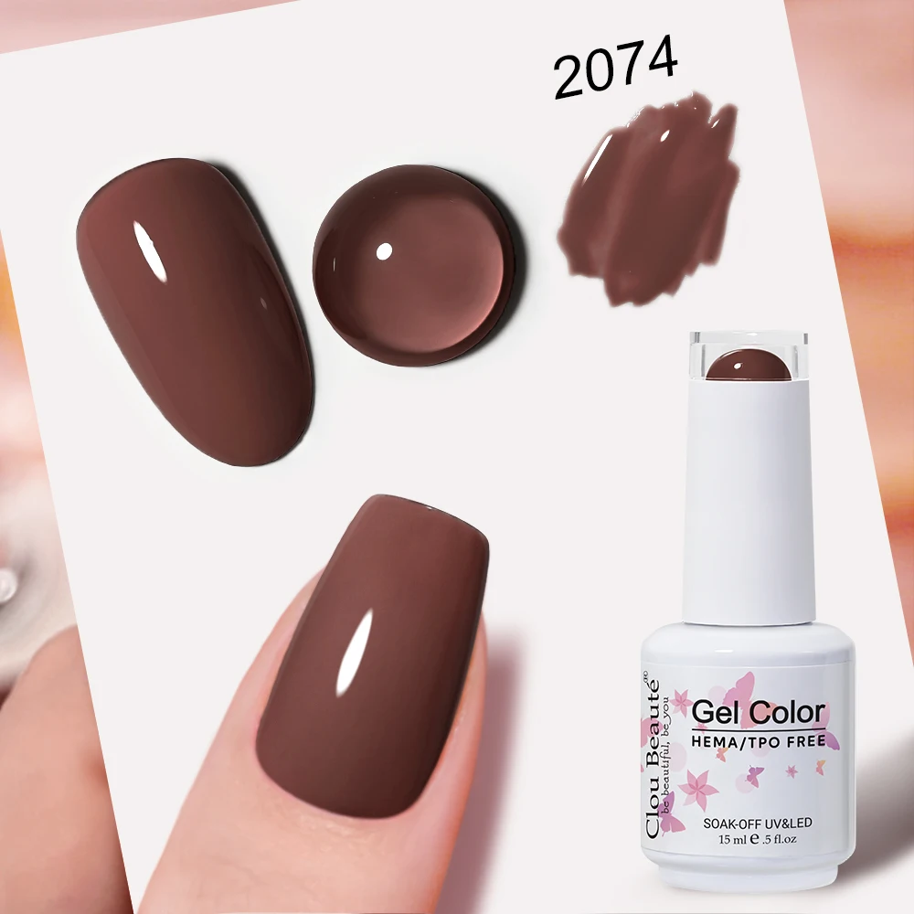 Clou Beaute Full Coverage Dark Red and Grey Gel Nail Polish