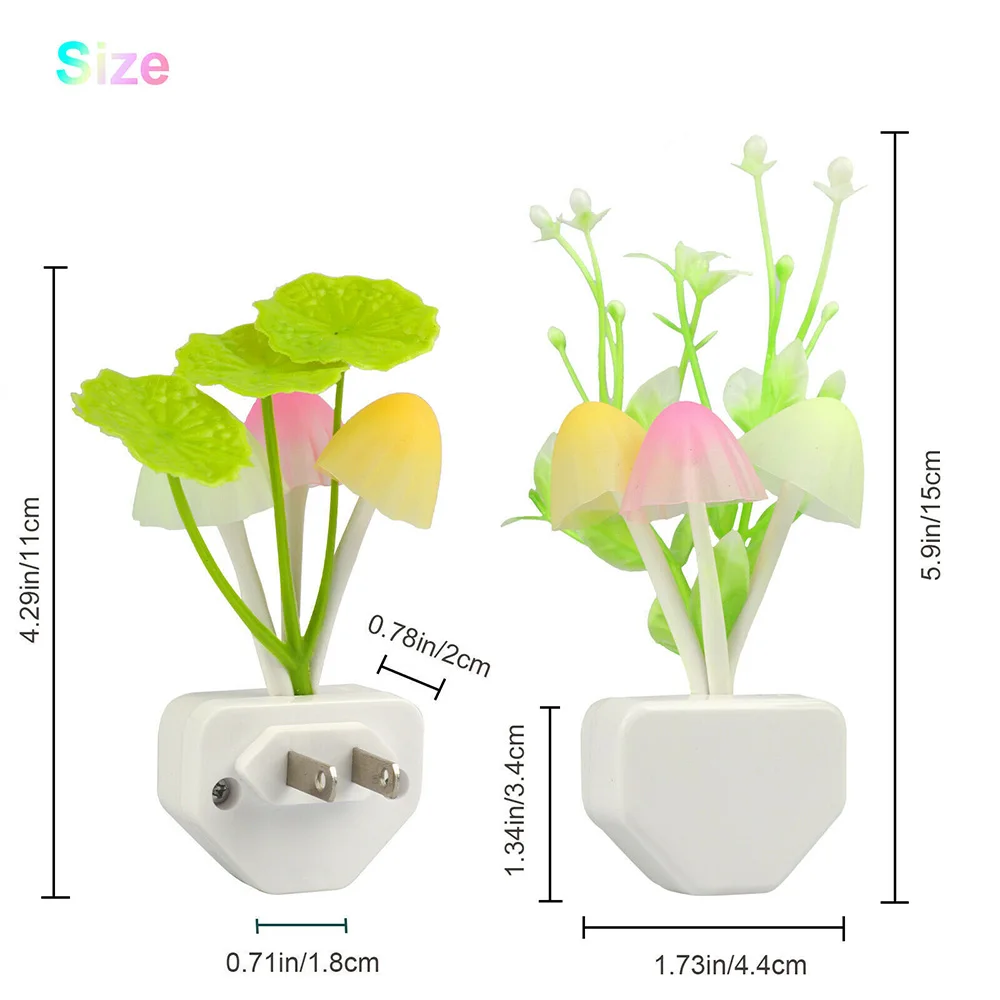 Wall Light-control colorful night light lotus leaf aquatic grass mushroom creative bedroom Lamp 3d lights Decoration night light mini night light