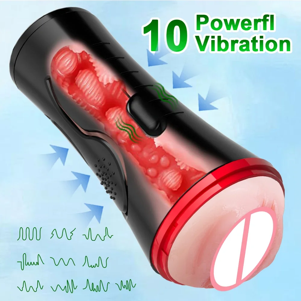 Vibrating Male Masturbator Vaginal Cup For Men Vagina Vacuum Pocket Pussy Endurance Exercise Masturbation Vibrator Adult Sex Toy