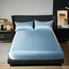 New light luxury simulated silk satin mattress silk bedspread single piece bed cover queen mattress protective cover 6