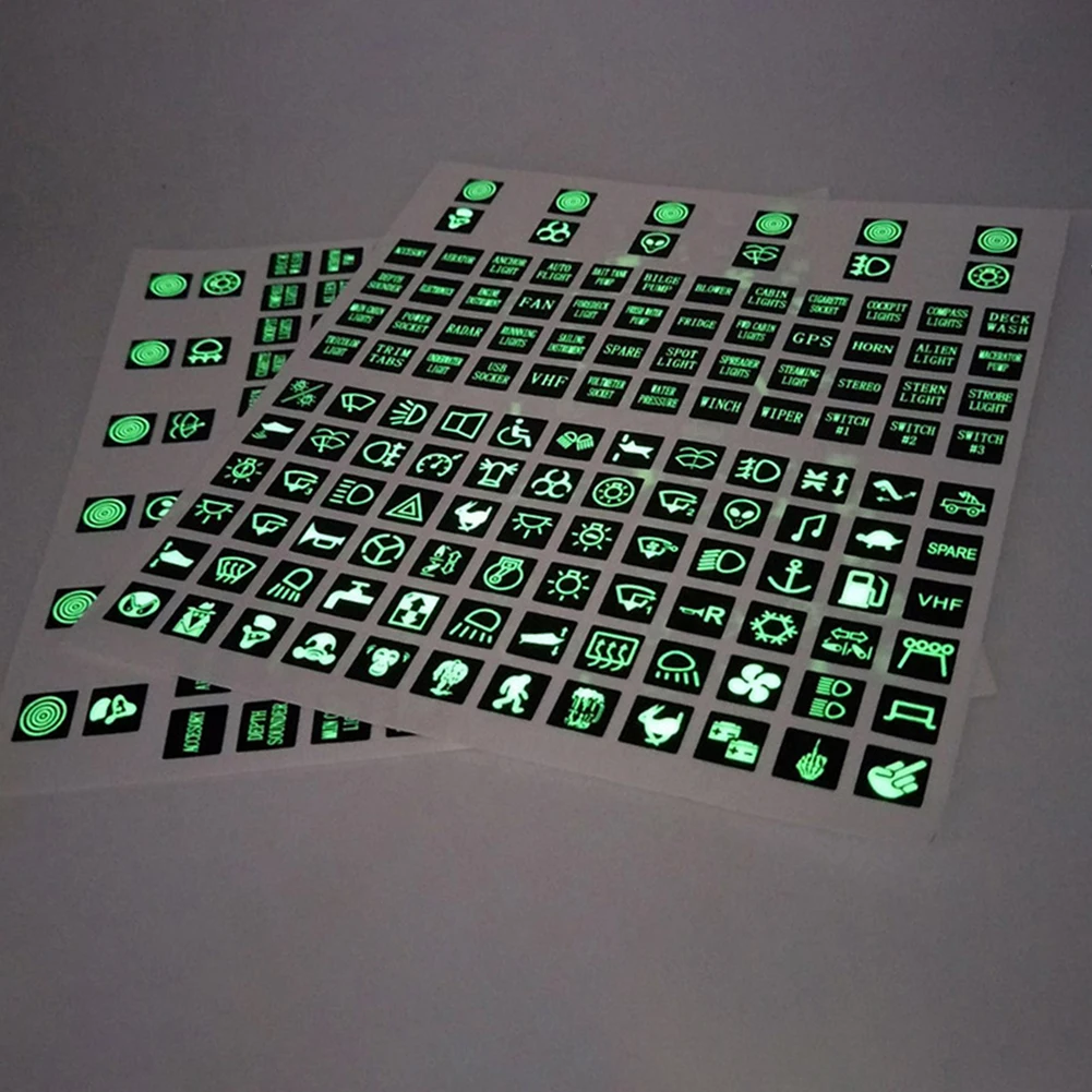 1 Set Button Stickers 132 X Fuse Box/Switch Sticker Label Decal Dashboard Car Boat Panel Black（luminous）decoration Car