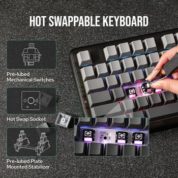 AULA F87 Pro Mechanical Keyboard 3 Mode 2.4G/USB/Bluetooth Tri Mode Wireless Gaming Keyboard 87 Key Hotswap RGB Gasket Keyboard 4