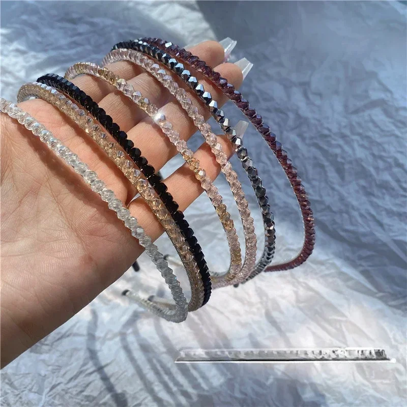 

Cute High-level Crystal Bezel Headwear for Women Girls Headband Kwali Hairbands Hoop for Wedding Holiday Party Hair Accessories