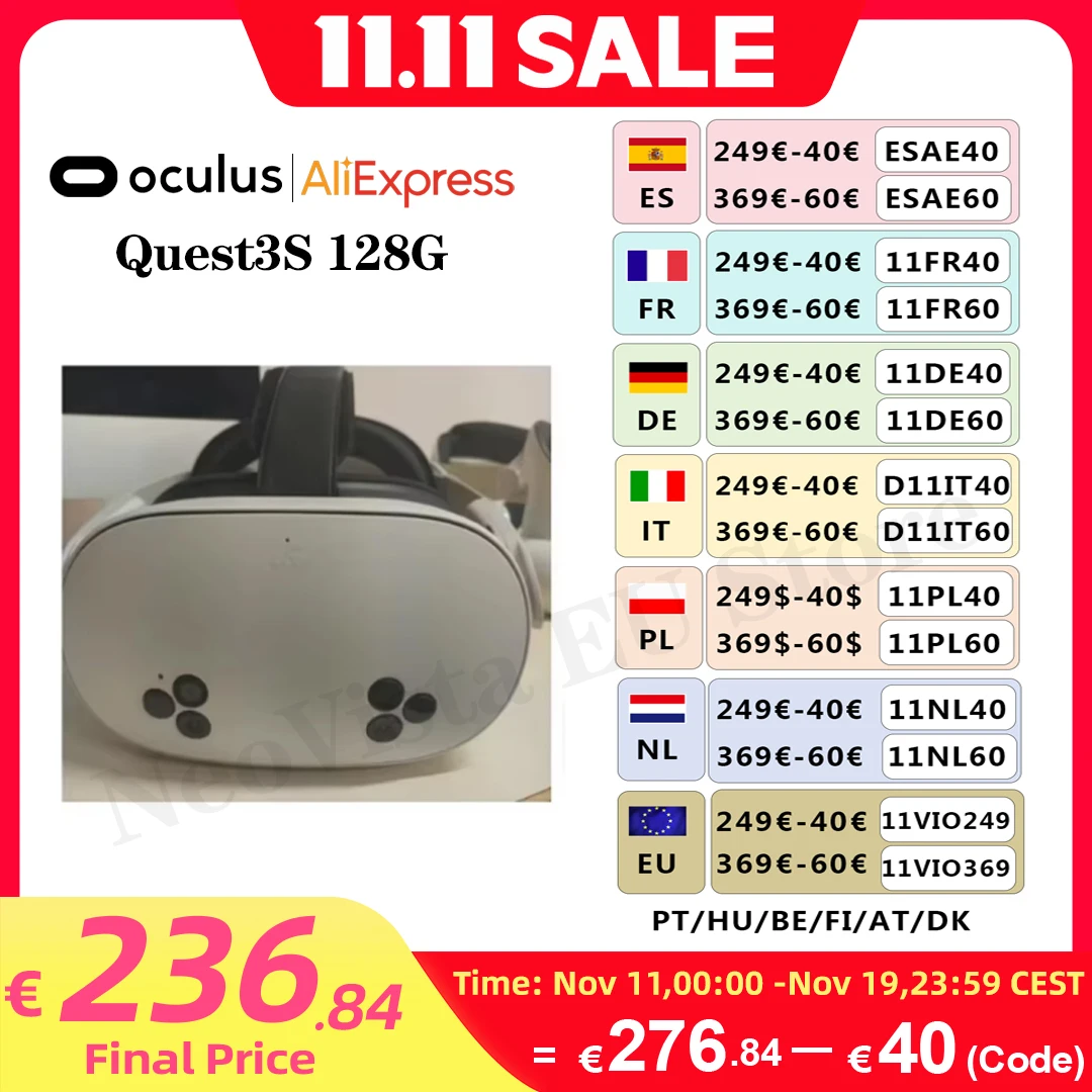 Meta Quest3S 128G VR z EU za $297.95 / ~1112zł