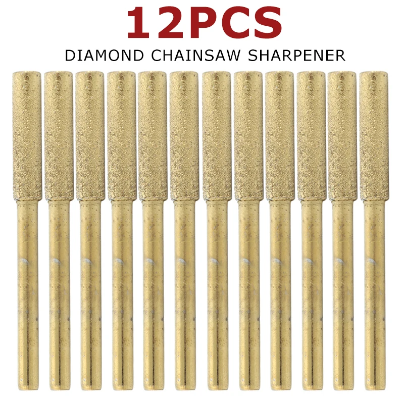 

4.0/4.8/5.5mm 12pcs Diamond Chainsaw Sharpener Burr Grinder Tools Drill Bits Chainsaw Sharpener Stone