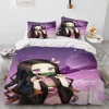 Demon Slayer Bedding Set Kamado Nezuko Duvet Cover Set Bedspread Pillowcase King Queen Full Single Size Bed Linen Kids Teen Gift 3
