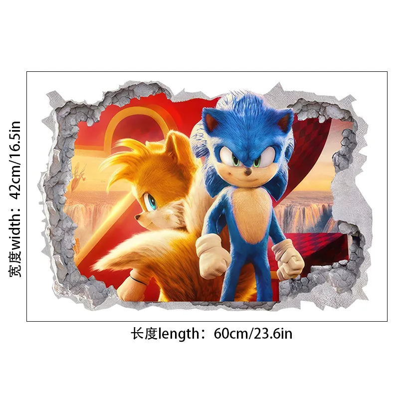 thumbnail image 1 of Pegatinas de Sonic The Hedgehog para decoración de habitaciones de niños, 60 x 40 cm, figuras de juego, pegatinas de grafiti, pegatinas de dibujos animados para bricolaje, pegatinas impermeables, 1 of 5