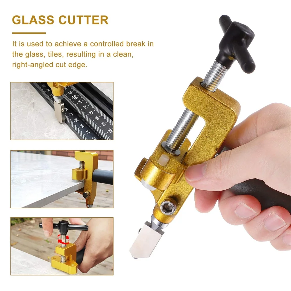 Ceramic Tile Cutting Glass Cutter Set Knife Wheel Diamond Roller Cut Machine Tile Opening Manual Construction Tools 2 In 1