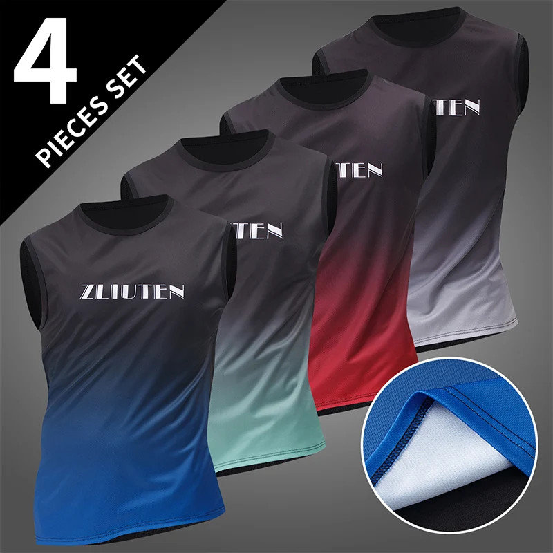Men's Four Seasons Quick-drying Gradual Vest 4/2/1 Piece Youth Loose Sports Running Playing Shirt Middle-aged Men's Breathable T
