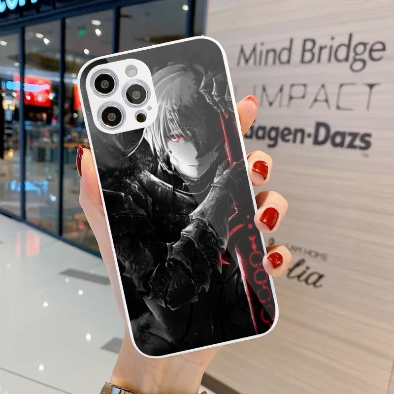 Fate Saber Alter Smart Phone Case Per Iphone 14 13 12 11 Pro Max X Xr Xs 8 7 Plus Cover Per Telefono In Vetro Liquido Funda