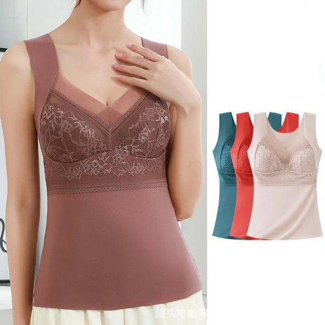 Lace Camisole Built Bra, Undershirts Built Bras