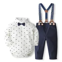 Baby Suits Newborn Boy Clothes Romper + Vest Formal Clothing Outfit Party Bow Tie Children Birthday Dress New Born 0- 2Y