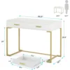 Computer Desk with 2 Drawers, White and Gold Desk Modern Writing Desk Study Table for Home Office, Bedroom (White/Gold) 6