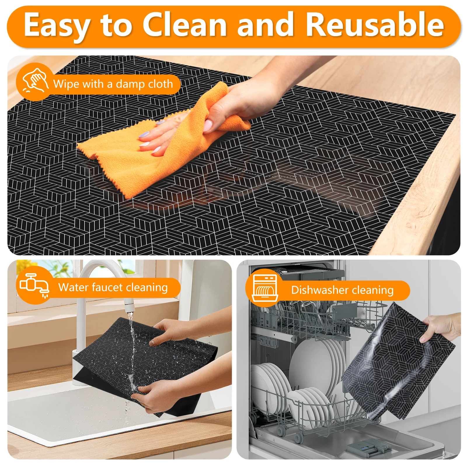 Induction Cooktop Mat Silicone Heat-resistant Table Mat Induction Cooker Covers Non-Slip Induction Cooktop Protector Mat 30×20IN