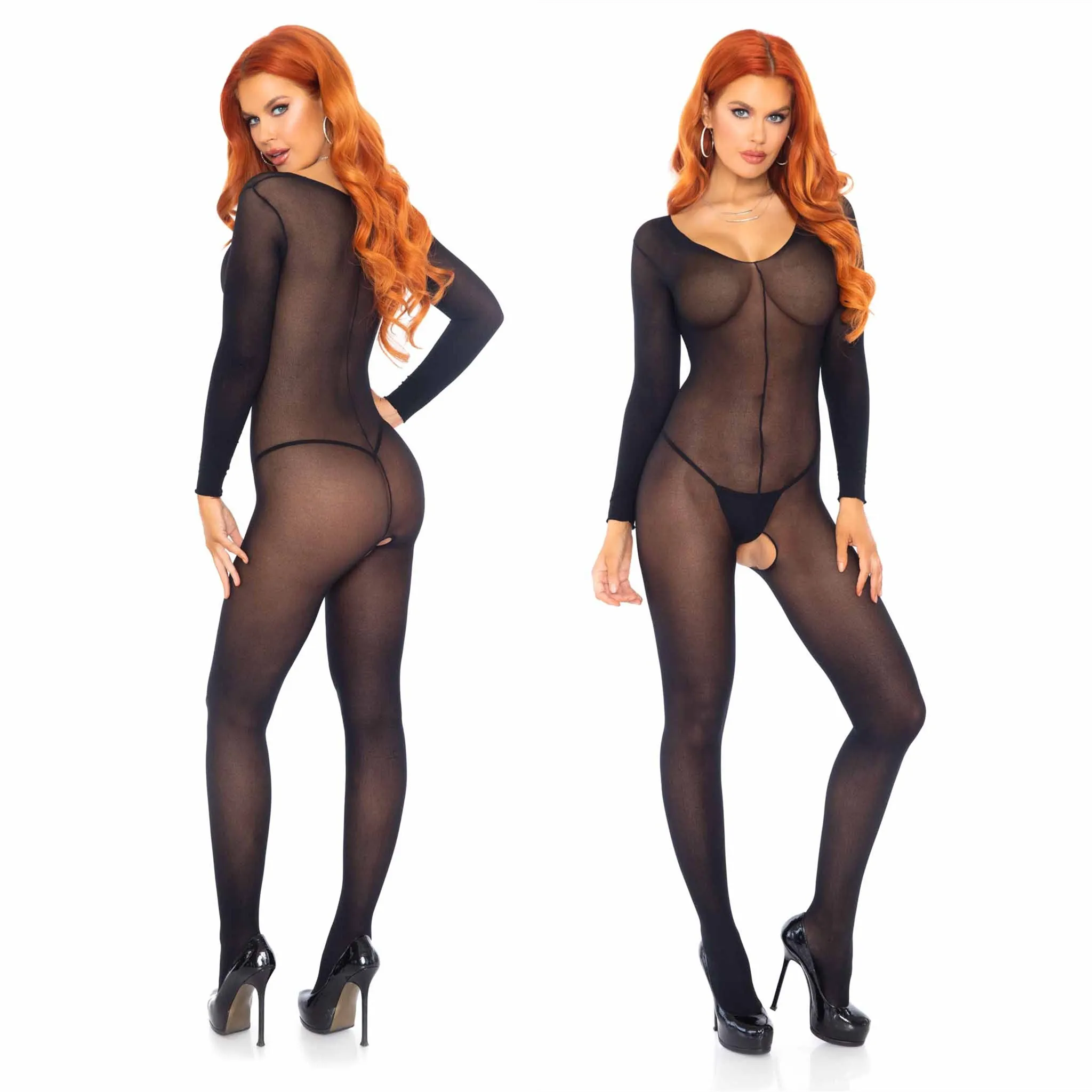 Sexy Adult Female Women Erotic Lingerie Stockings Open Crotch Mesh Bodystocking Fishnet Babydoll Crotchless Bodysuit Underwear