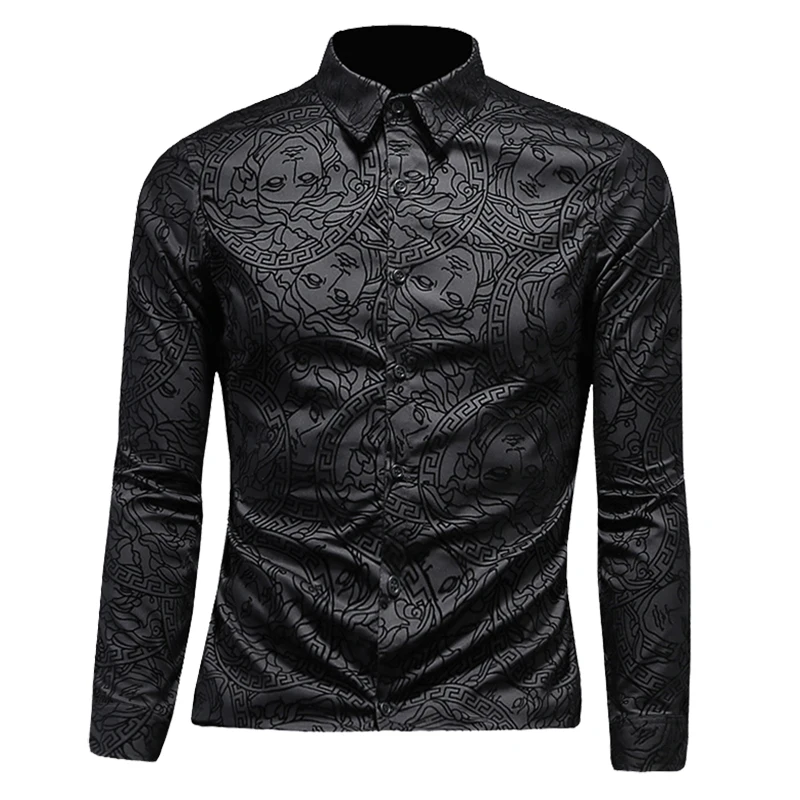 Men's Luxury Black Long sleeved Shirt High Quality Fabric Slim Fit Business Fashion Boutique Men's Shirt New Style men clothing