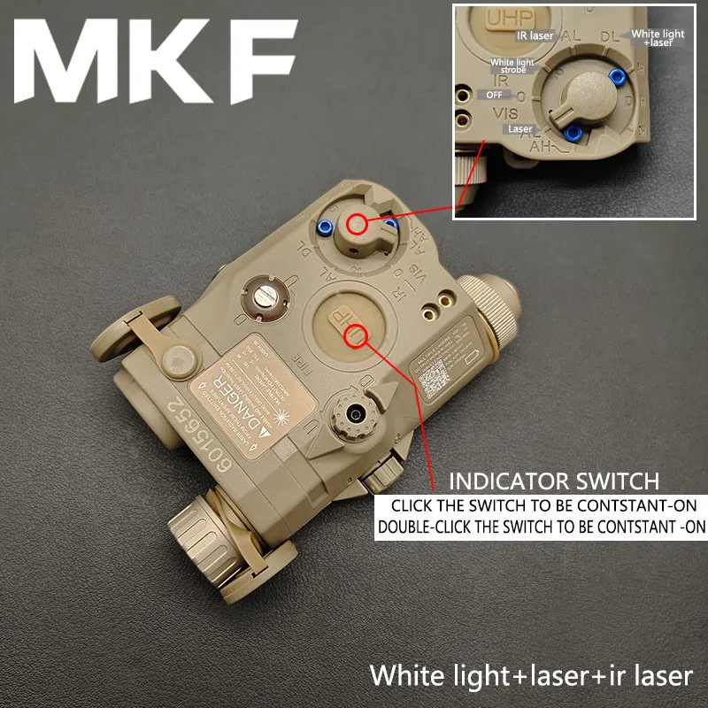 Airsoft Tactical PEQ-15 PEQ15 Red/Green Laser+IR Laser Strobe Sight White LED Hunting Weapon Scout Light Aiming Fit 20mm Rail