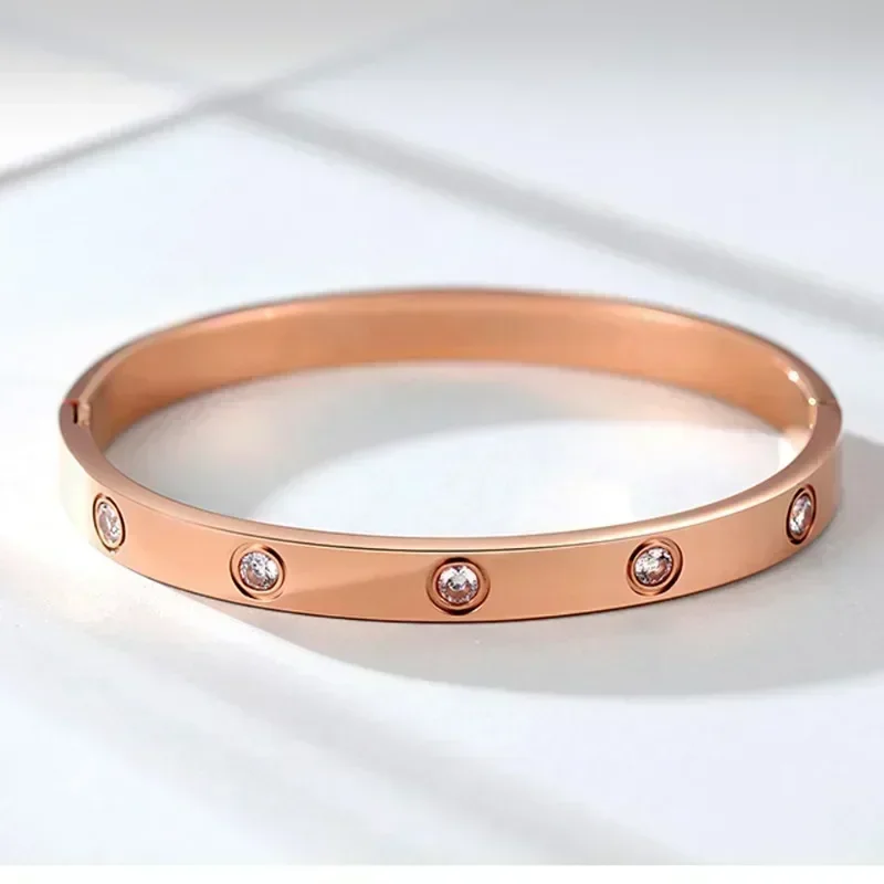 Luxury Female Shining Crystal Bangles for Women Men Lover Bracelets & Bangles Stainless Steel Pulseiras Feminina Jewelry bangle bracelet stainless steel bracelet crystal bracelets