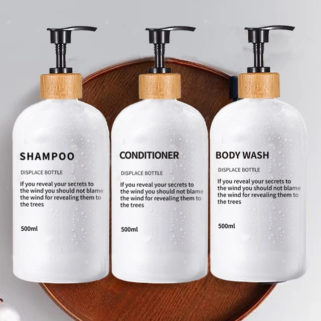 3 Flaconi Con Pompa Per Shampoo 500ml - Dispenser Riutilizzabili Per Doccia, Bianco - Foto 8