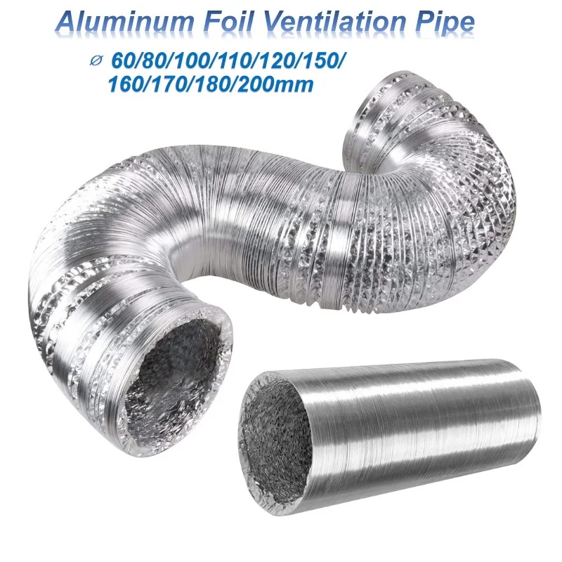 Aluminum Foil Ventilation Pipe &empty;60/80/100/110/120/150mm Encrypted Scalable Smoke Tube Kitchen Outlet Bathroom Exhaust Fan Hose