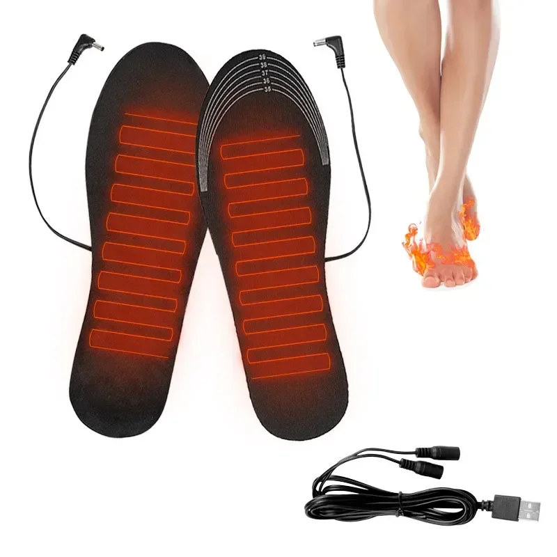 Качественные стельки с подогревом через USB, 1 пара, зимние теплые стельки для ног, для мужчин и женщин, подошва обуви с электроподогревом, Нескользящие стельки для обуви