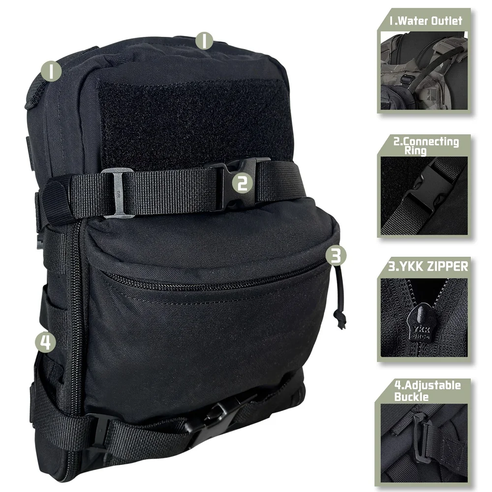UNIONTAC 500D NylonTactical Vest Backpack Pouch 2L Hydration Bag Hydration Backpack Assault Molle Pouch Sport Water Bag 5