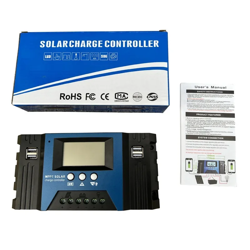 MPPT solar controller 12/24V battery charging and discharging photovoltaic off grid intelligent power generation controller 3
