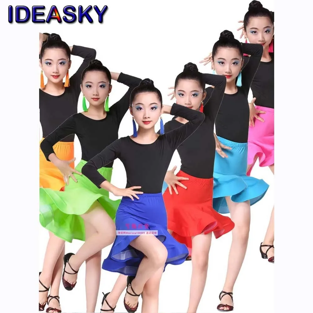 Dance Skirt Dance Dress kids rumba samba spandex children tango skirt costume cloth latin dance dress girls competition ballroom latin salsa dresses